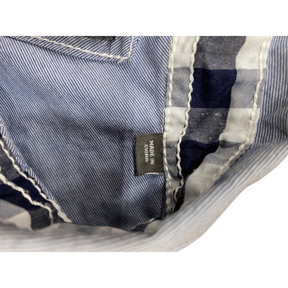 BKE Athletic Fit Mens XL Blue Micro Stripe Short Sleeve Snap Front Western Shirt - Picture 6 of 8